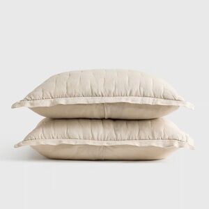 NWT QUINCE European Linen Dream Sham Set Standard Sand 3632